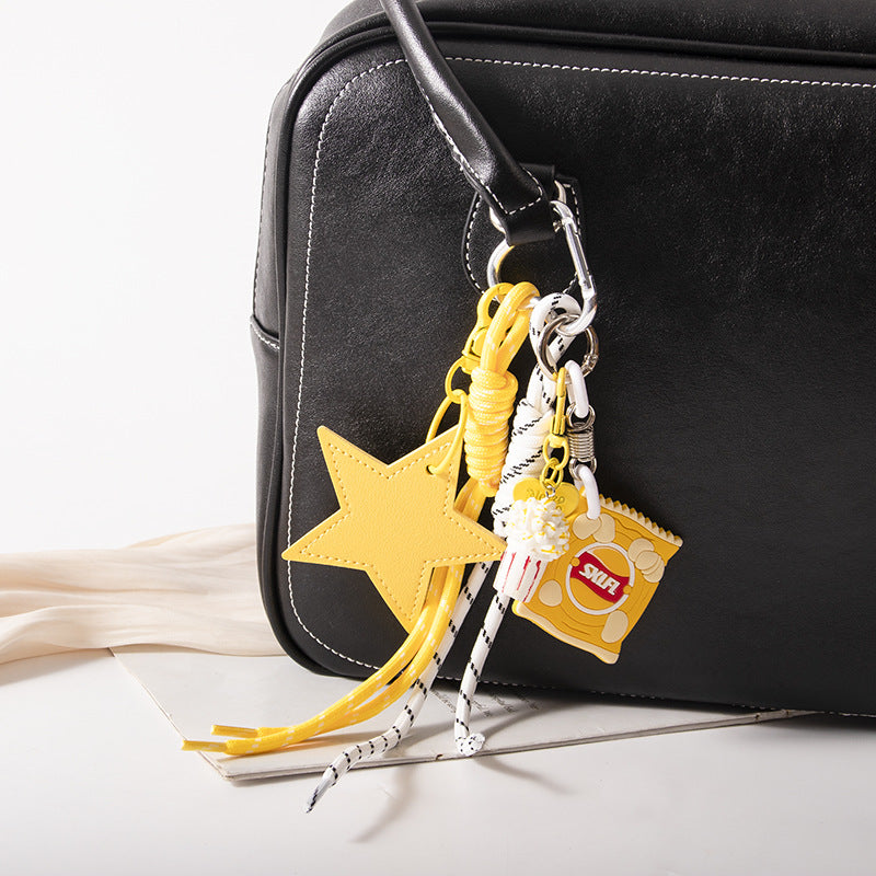 Wholesale Star Popcorn Potato Chips Bag DIY Keychain Pendant